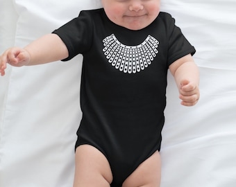Babyromper Ruth Bader Ginsburg afwijkende kraag, ik ben het oneens met babyromper, wanneer er negen zijn, feministisch kraamcadeau, Ruth stuurde me