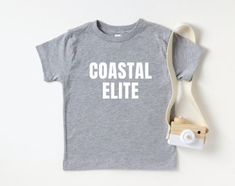 Coastal Elite Toddler T-Shirt | Funny Democrat Kids Shirt | Liberal Political Clothing for Children | Leftist Politics Tee for Toddlers