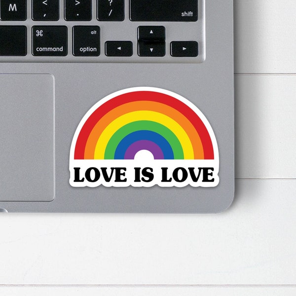 Love Is Love Sticker | Gay Pride Rainbow Laptop Decal | Pride Flag Water Bottle Sticker | LGBTQ Coming Out Gift | Pride Month Gift