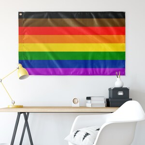 Gay Pride Flag, LGBTQ Inclusive Pride 3&#39; x 5&#39; Banner, Philly Philadelphia Gay Pride Flag, Modern Gay Pride Gift, All Are Welcome Here