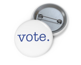 May include: A white button with a blue "vote." text.
