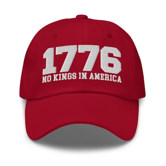 1776 No Kings In America Hat, America Has No Kings Embroidered Unisex Baseball Cap, Impeach Trump Merch, Anti Fascism Anti Oligarchy