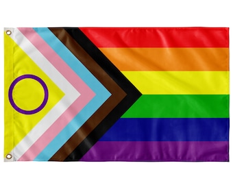 Intersex Inclusive Progress Pride Flag, New Inclusive Progress Pride Banner, Redesigned Intersex Inclusion LGBTQA+ Gay Pride Home Decor