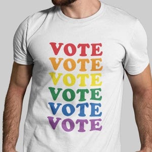 Gay Pride-stemshirt, regenboogvlagkleuren stem T-shirt, LGBTQ-verkiezingst-shirt, lesbische biseksuele transgender queer, Protect Gay Rights-merchandise