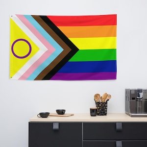 Intersex Inclusive Progress Pride Flag | New Inclusive Progress Pride Banner | Redesigned Intersex Inclusion LGBTQA+ Gay Pride Home Decor
