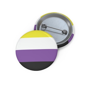Non Binary Pride Flag Pin Back Button, ENBY Rainbow Button, Gender Fluid Merch, Genderqueer LGBTQA, Pride Month March, They Them Pronouns