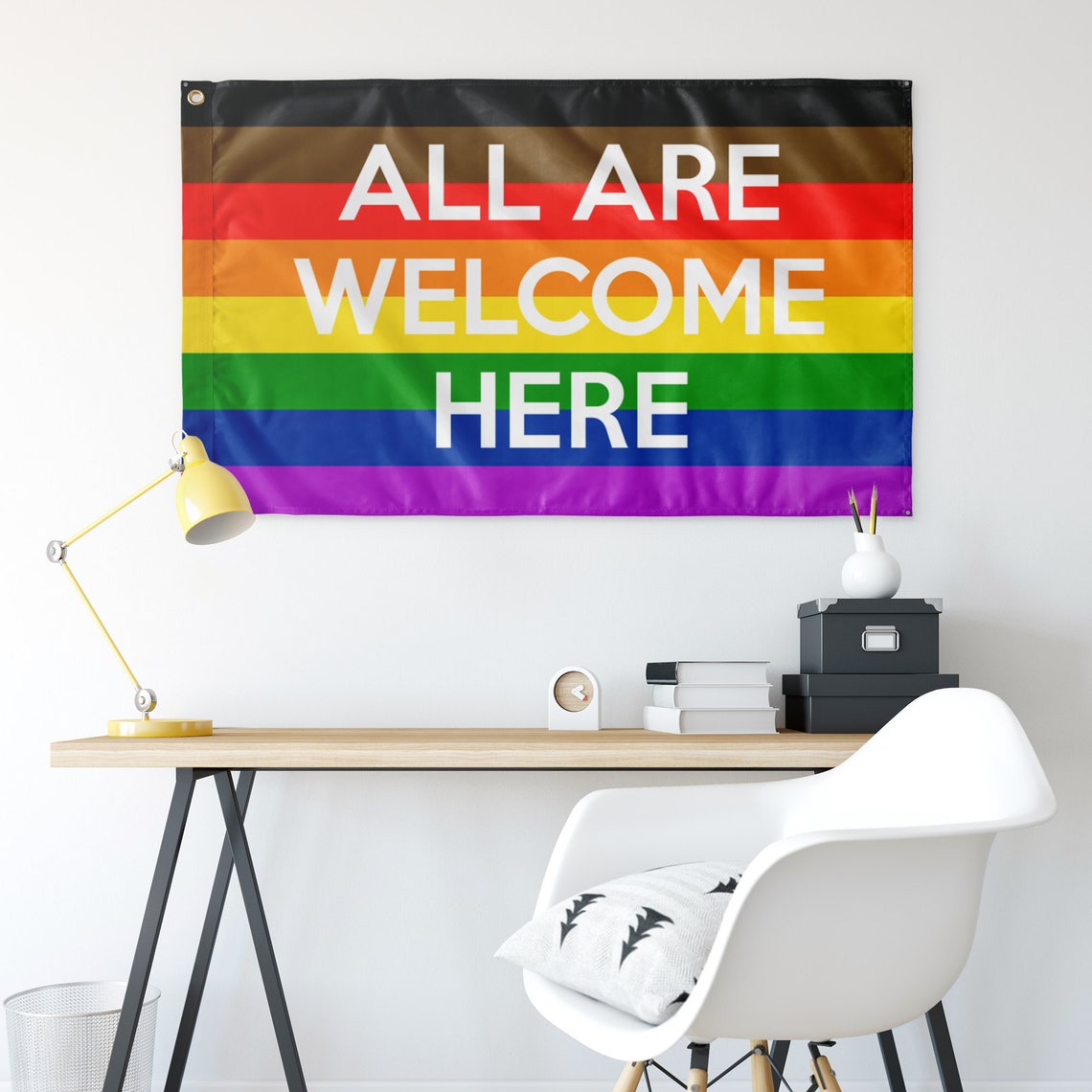 All Are Welcome Here Flag, Gay Pride Banner, Hate Has No Home Here ...
