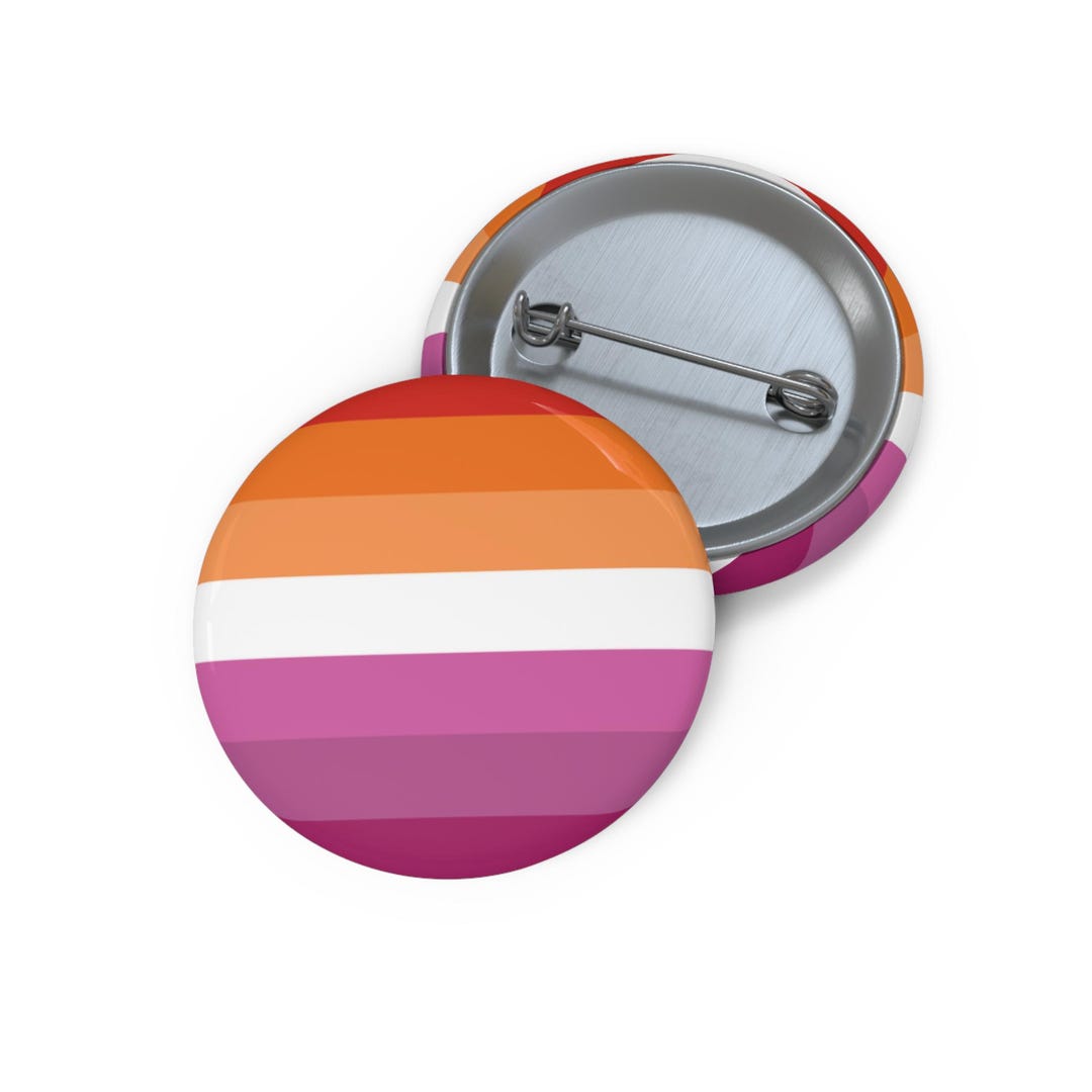 Lesbian Pride Flag Pin Back Button, Lesbian Rainbow Stripe Pin ...