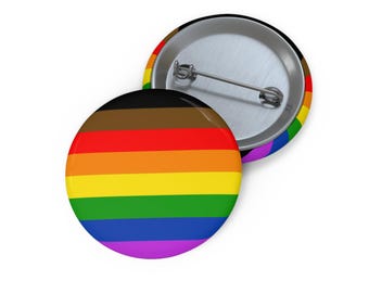 Inclusive Pride Flag Pin, Philly Gay Pride Flag Pin Back Button, LGBTQA+ Merchandise, Pride Month Parade Accessories, Coming Out Gift Merch
