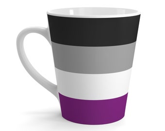 Asexual Pride Flag Latte Mug, Ace Coffee Mug, Asexual Coming Out Gift, LGBTQA Pride Month, Demisexual Coffee Cup
