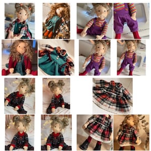 CUSTOM ORDER 35cm needle felted waldorf doll with 3 outfit set