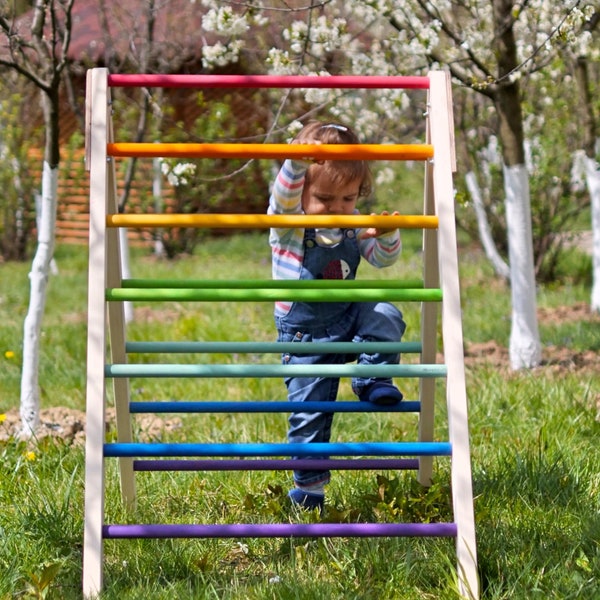 Ensemble triangle et rampe Pikler | Triangle d'escalade en bois Montessori | Triangle d'escalade pliable | Kletterdreieck