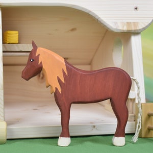 Handmade Wooden Draft Horse Toy: Waldorf Animal Figure