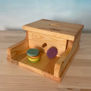 Handmade Wooden Montessori Object Permanence Box with Chips