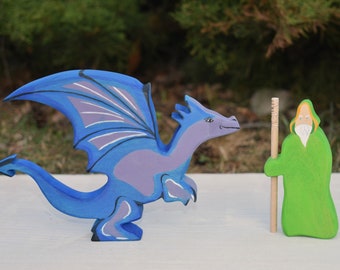 Wooden dragon toy & druid | Waldorf toys | wooden animal toys | Waldorf wooden toys