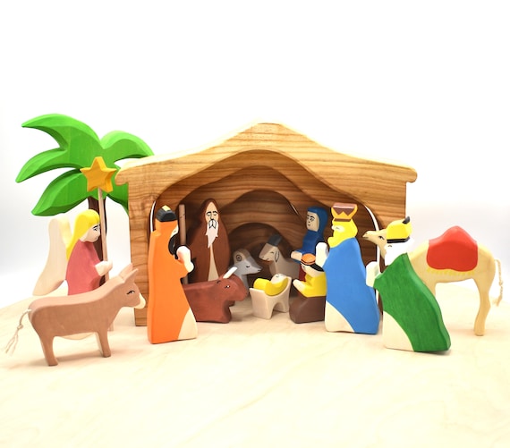 Perfect for Advent and Christmas NEW Chipboard Children's Nativity Playset