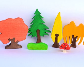Waldorf Spielzeug | Waldorf Baum & Waldspielzeug Set | Holzspielzeug | Holz Baum Spielzeug