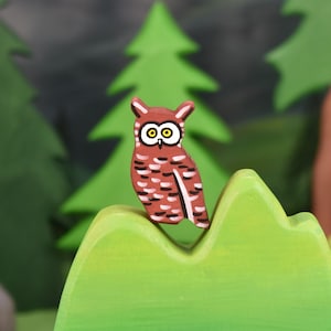 Holztierspielzeug Waldorf Spielzeug Tiere aus Holz Handgefertigtes Holzspielzeug Spielzeug mit offenem Ende Owl