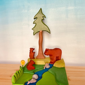 Handmade Maple Bear & Cubs: Waldorf Wooden Animal Toys