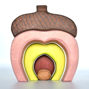 Acorn Stacker Toy: Wooden Montessori Stacking Toy