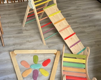 Pikler Dreieck 5er Set | Montessori Holz-Kletterdreieck | Faltbares Kletterdreieck | Kletterdreieck | Kletterbogen