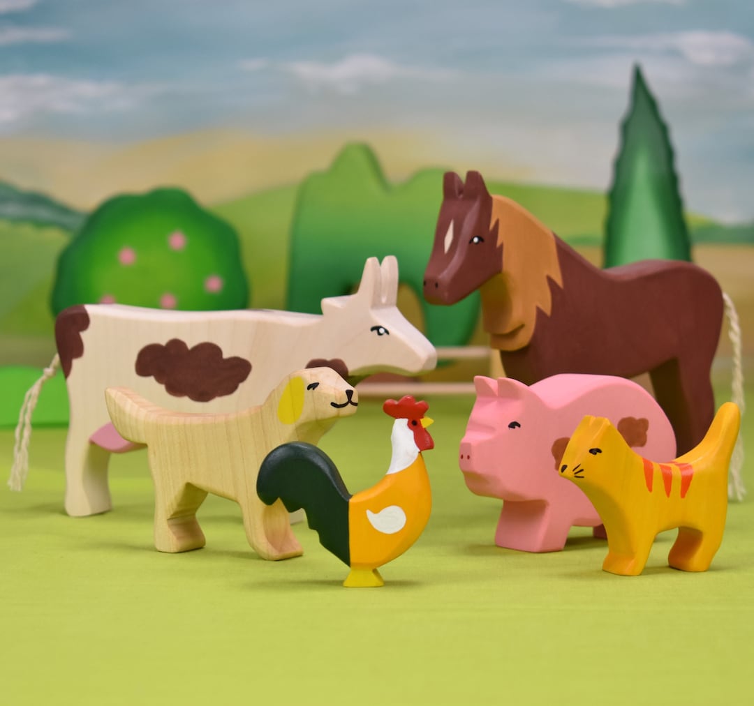 Wooden Farm Animals Waldorf Wooden Toys Wooden Toy Animals Waldorf Toys