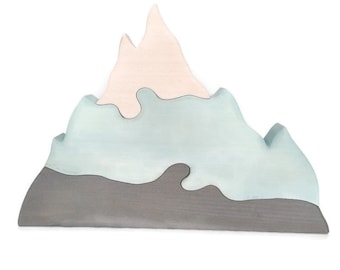 BIG Glacier Mountains | Jouets Waldorf | Jouets en bois | Jouet puzzle en bois simple