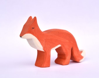 Animaux jouets en bois | Figurine de renard | Waldorf Toys | Jouets en bois pour tout-petits | Animaux des bois | Animaux de bois