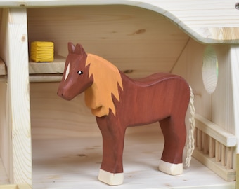 Catalan | Jouet cheval en bois | Animaux jouets en bois | Jouets en bois | Jouets Waldorf | Animaux de la ferme en bois