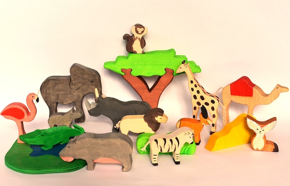 17 Waldorf Toys African Animals Waldorf Wooden Toys 