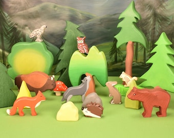 Jouets pour animaux en bois | Jouets Waldorf | Animaux en bois | Jouets en bois faits à la main | Jouets ouverts