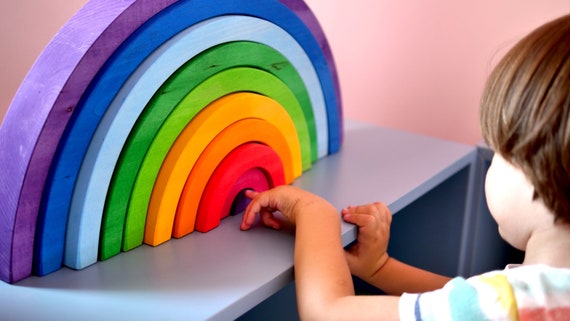 Buy HUGE Wooden Rainbow Stacker Waldorf Wooden Toys Wooden Rainbow