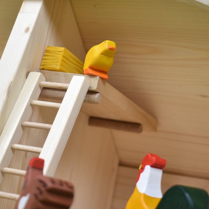 Animaux jouets en bois Famille de poulets Jouets Waldorf Jouets en bois Animaux de la ferme en bois Pee-Wee the Chick