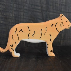 Hand-Painted Basswood Tiger Figurine: Waldorf Wooden Toy