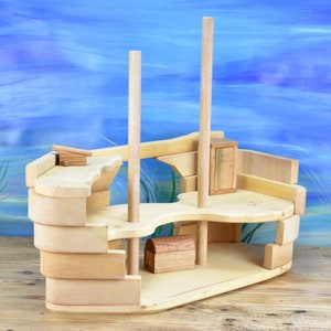 Waldorf Dollhouse Sunken Ship Wooden Dollhouse Waldorf wooden toys Handmade wooden toys Wooden Doll house Waldorf toys image 2