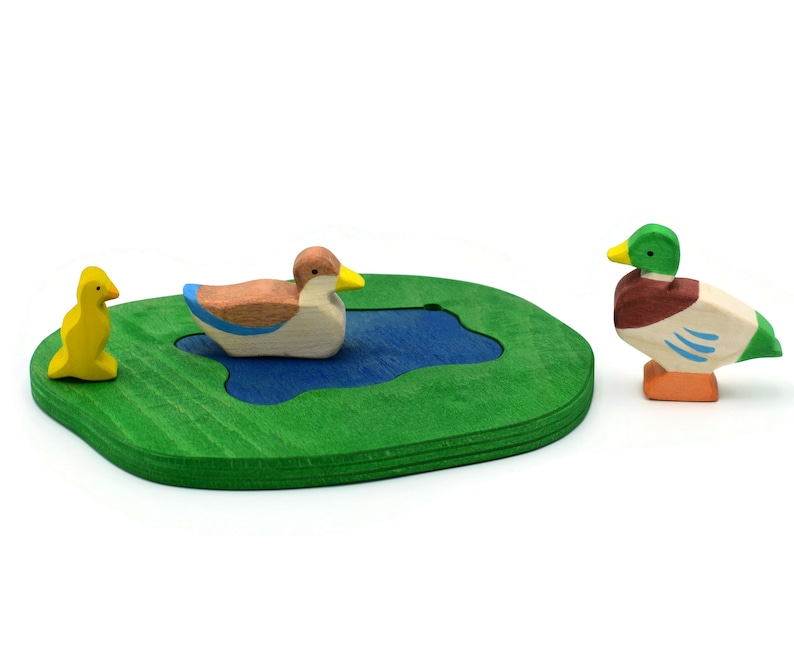 Duck family Waldorf toys Wooden toy animals Waldorf wooden toys image 1