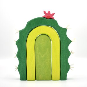Cactus Stacker Toy: Wooden Montessori Toddler Toy