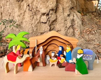 Wooden Nativity Set for Kids | Nativity figurines | Christmas Nativity Advent Calendar | Nativity scene | Waldorf wooden toys