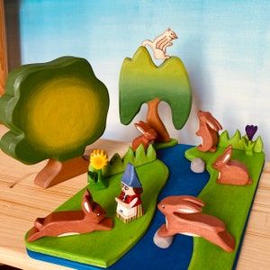Handmade Wooden Rabbit Toys: Waldorf Open Ended Play