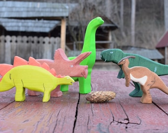 Jouet dinosaure en bois | Jouets animaux en bois | Jouets Waldorf | Jouets en bois