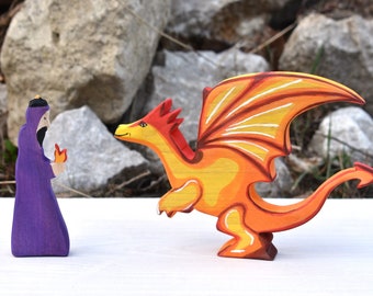 Waldorf toys | Wooden animal toys | Waldorf wooden toys | Wooden dragon toy & wizard