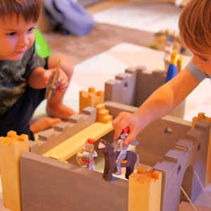 Handmade Wooden Castle Toy: Waldorf Style Playset