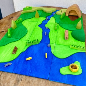 Waldorf toys - The Riverlands playscape for open ended toys, Waldorf wooden toys & wooden animals | Handmade wooden toys