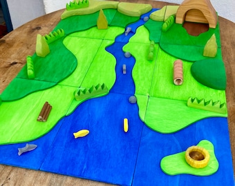 Handmade Wooden Riverlands Playscape: Waldorf Open Ended Toys
