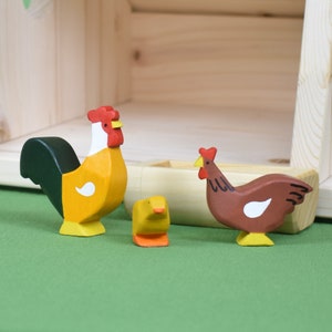 Animaux jouets en bois Famille de poulets Jouets Waldorf Jouets en bois Animaux de la ferme en bois image 2