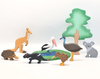 Australien Tiere | Waldorf Spielzeug | Spielzeugtiere aus Holz | Waldorf Holzspielzeug