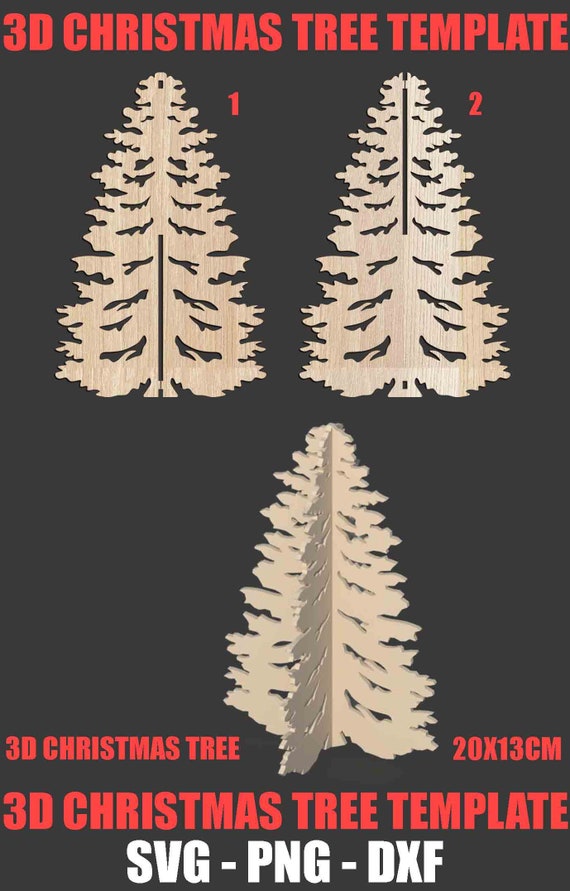 Download 3D Christmas Tree Ornament Laser Cut Template Svg Png Dxf ...