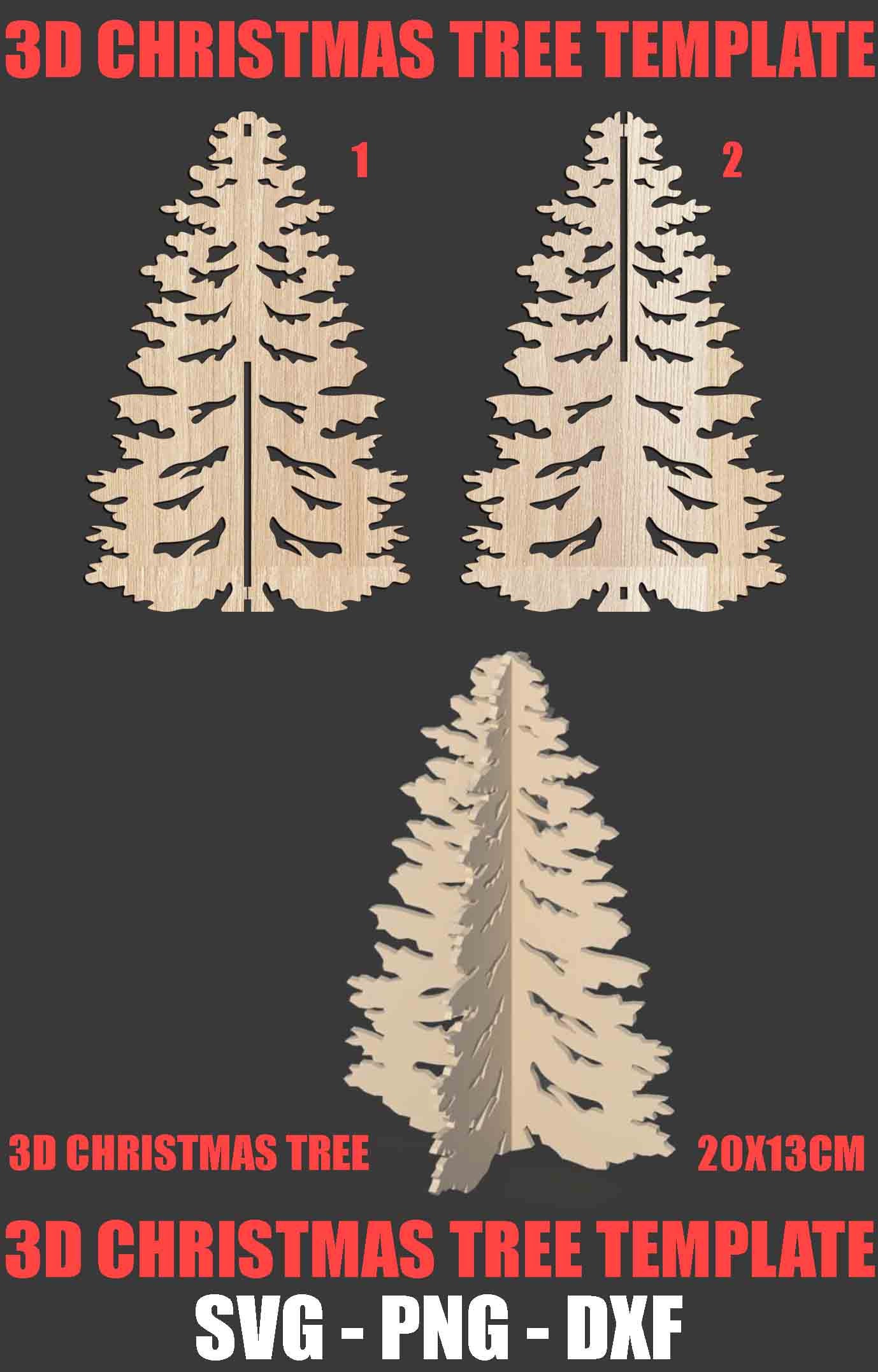 Download 3D Christmas Tree Ornament Laser Cut Template Svg Png Dxf Cnc | Etsy