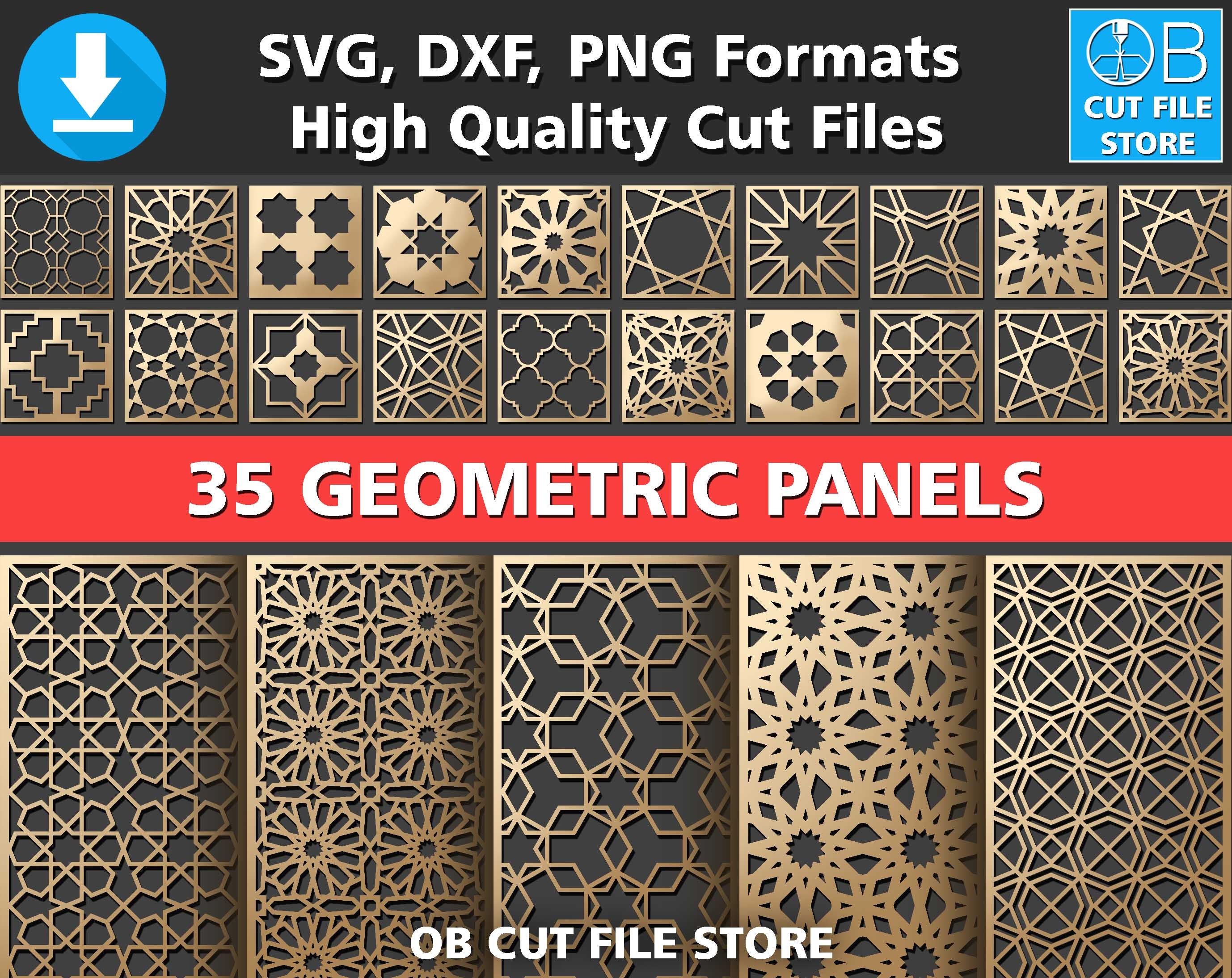 35 Geometric Pattern Panel Templates DXF SVG PNG File Laser | Etsy