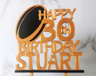 Rugby Cake Topper, Sports Cake Topper, Rugby Personalised Cake Topper, Birthday, Bespoke Cake Topper